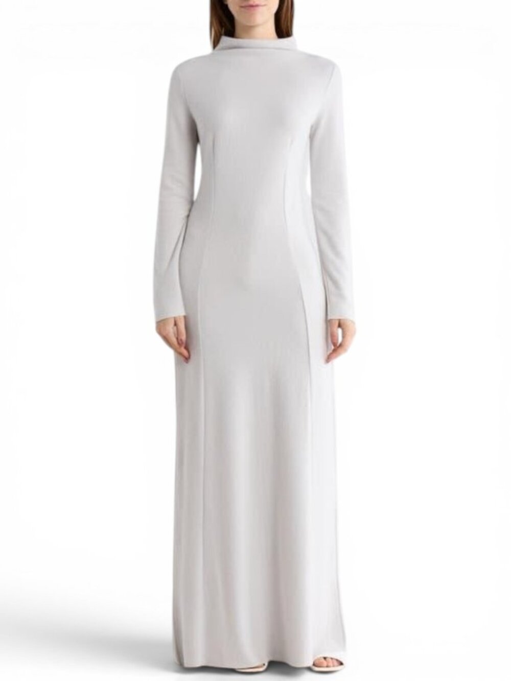 Rag & Bone Harlow Long Sleeve Turtleneck Maxi Dress Stone Lt Gray Knit NWT XXS